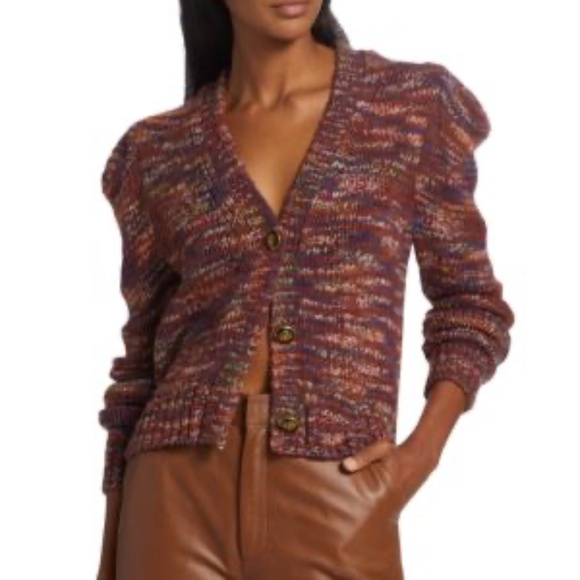 NWT Veronica Beard Amosa Knit Puff-Sleeve Cardigan - size XL - Picture 4 of 8